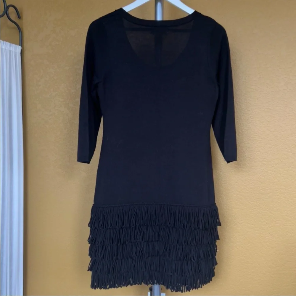 CALVIN KLEIN Fringe Hem Black Sweater Dress - Picture 8 of 10
